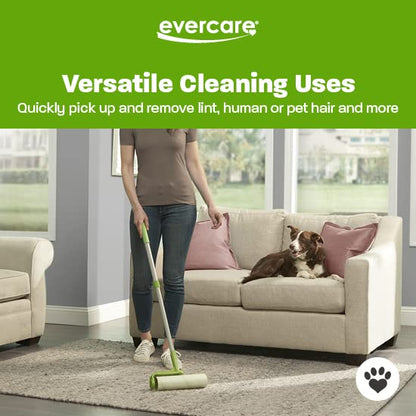 Evercare Pet Mega Lint Roller Value Pack with Two 50-Sheet Refills - Includes Refillable Lint Roller, Adhesive Sheets, Versatile Cleaning Uses, Home and On-The-Go Use, Extendable Handle - size: 3-Pack (125 Sheets), style: Pet Mega Lint Roller + 2 Refills
