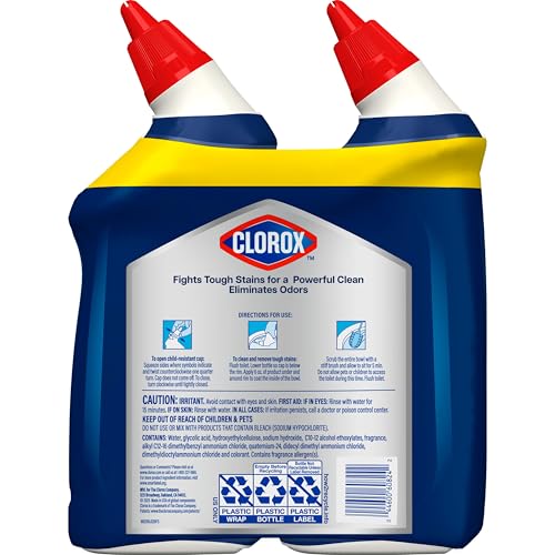 Clorox Toilet Bowl Cleaner Heavy-Duty Gel, Arctic Clean, Bleach-Free Stain Remover, Kills 99.9% of Germs, 24 oz, Pack of 2