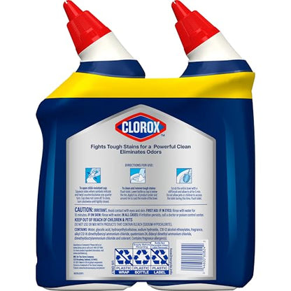 Clorox Toilet Bowl Cleaner Heavy-Duty Gel, Arctic Clean, Bleach-Free Stain Remover, Kills 99.9% of Germs, 24 oz, Pack of 2