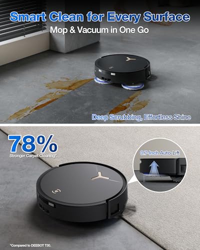 ECOVACS DEEBOT T50 MAX Robot Vacuum and Mop,18,500Pa Blast Suction,12-in-1 Omni Station,18mm Auto Mop Lift, Zero Tangle, TruEdge Edge Cleaning, Perfect for Pet Hair, Carpets & Hard Floors