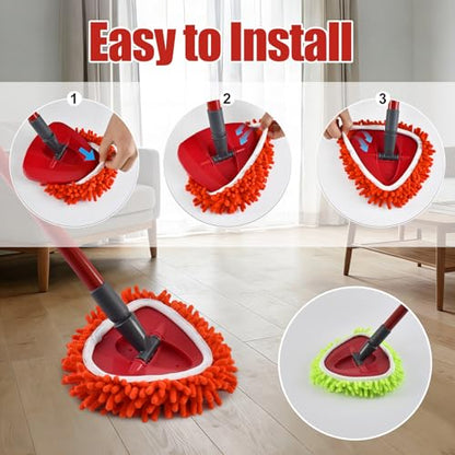 6 Pack Chenille Mop Heads Replacement for Ocedar EasyWring Spin Mop, Microfiber Spin Mop Replacement Head, Washable & Easy to Replace, Deep Cleaning for Hard Floors - color: 3red+3green