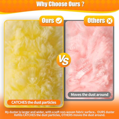 30 Count 360° Heavy Duty Duster Refills, Compatible with Swiffer Duster, Includes 1 Short Handle & 1 3 ft Extendable Handle, 4X Microfiber Cleaning Dusters, Disposable Unscented - style: 30 Refills + 2 Handle
