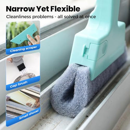 2 Pcs Magic Window Track Cleaner, 2026 New Upgraded Window Track Cleaner Brush, Window Gap Brushes for Homeowners, Multi Purpose Grooves Cleaning Brush for Sliding Windows (Grey&Yellow) - color: Grey&yellow
