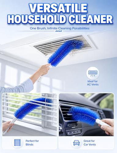 Bendable Microfiber Head, 2026 New Reusable Dust Remover, Fan Brush Cleaner Washable Ldeal, Multi Purpose Dust Removal Brush for Electric Fans Air Conditioning, Home Car Vents, Curtain (4pcs) - color: 4pcs
