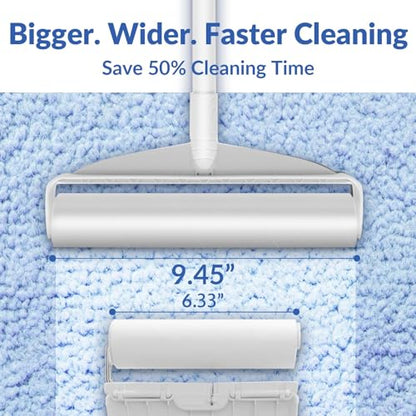 Large Lint Rollers for Carpet: Sticky Rollers for Floor DELOMO 9.45 in with 3 Extendable Handle, Long Handle Sticky Mop for Cleaning Carpets, Cars, Bedding, Couches, and Pet Hair - for Pet Homes - size: A: 1 Roller + 4 Refills (Wide: 9.45 in)