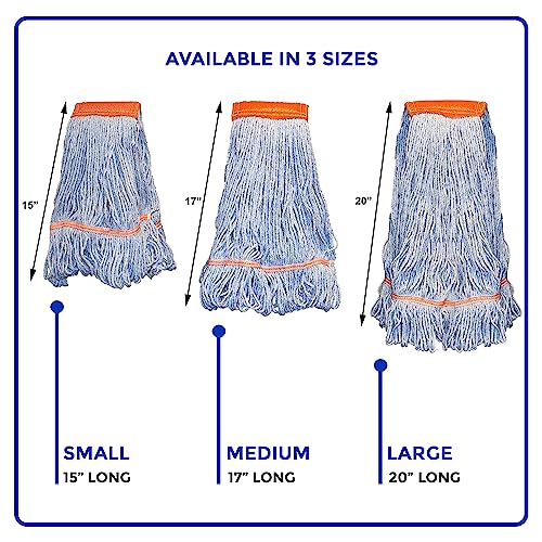 Nine Forty 12-Pack Industrial and Commercial-Grade Looped End Wet Mop Head Refill - Heavy Duty 20 Inch 4-Ply Premium Synthetic Yarn - for Optimal Absorption and Durability - Blue (12 Pack, Large) - color: Blue (Pack of 12)