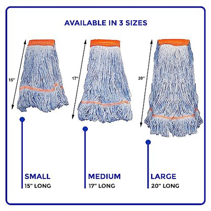 Nine Forty 6-Pack Industrial and Commercial-Grade Looped End Wet Mop Head Refill - Heavy Duty 20 Inch 4-Ply Premium Synthetic Yarn - for Optimal Absorption and Durability - Blue (6 Pack, Large) - color: Blue (Pack of 6)