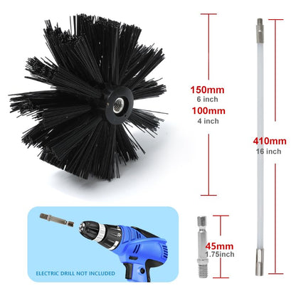 Particle Furnace Cleaning Brush, 4"/6" Brush,Chimney Brush,Dryer Vent Cleaner Kit,Flexible Rods (15PcsRods+1Pcs 4"+1Pcs 6" Brush) - color: 15pcs 16.1" Rods+1pcs 4"+1pcs 6" Brush