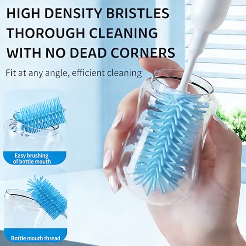 Rechargeable Electric Bottle Brush with Stand - 360° Spin Silicone Cleaner for Baby Bottles, Breast Pumps & Small Household Containers (Sea Blue) - color: Sea Blue