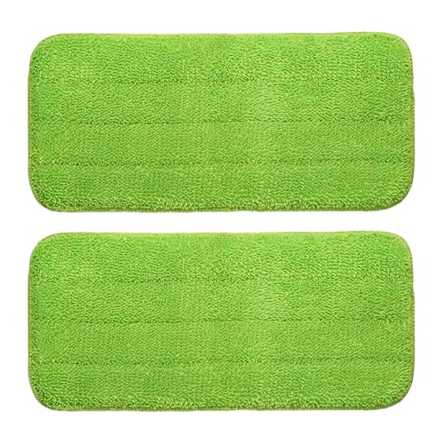 uxcell 2Pcs Microfiber Mop Pads, 11.8x5.5 Reusable Replacement Flat Mop Pad Refills with Hook-and-Loop for Home Office Restaurant Surface/Hardwood Floor Cleaning, Green - color: Green