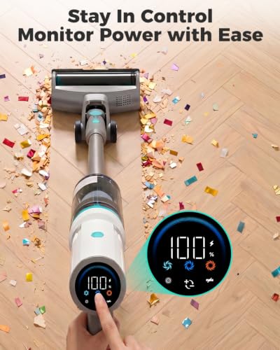 HAUSHOF Auto-Empty Cordless Stick Vacuum, 24KPa Suction, Zero Tangle Brush, 4-Layer HEPA Filtration, Vacuum Cleaner for Home, Pet Hair & Hardwood Floor