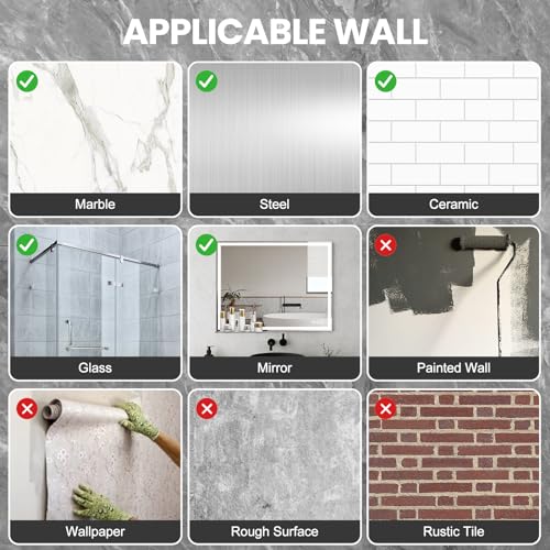EHORIA 3-in-1 Quadrate Dispensers for The Shower,Shower soap Dispenser,Conditioner Dispenser, Shampoo Dispenser,No Drilled Wall Mounted Distributor,Hotel,Bathroom,Home - color: Triple, Black