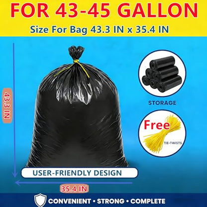 45 Gallon Trash Bags, Heavy Duty Garbage Bags, 70 Count 2.0 Mil Extra Thick 36”x 44” Trash Can Liners Large Plastics Garbage Trash Bag for Industrial, Home, Kitchen, Commercial, Yard, Lawn, Leaf - size: 1 Count (Pack of 70)