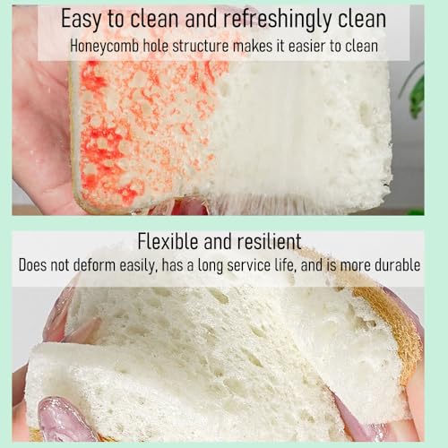 6 Count Non-Scratch Dish Sponges Kitchen, Cleans Fast Without Scratching, Dual Sided Kitchen Sponges, Long Lasting Cleaning Sponges for Dishes,Easy to Dry and Reusable-Brown Wave-Shaped