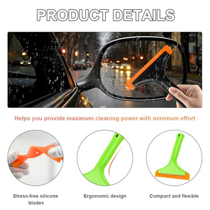 KVAEY 2PCS Small Silicone Window Squeegee, 5.9 Inch Car Windshield Water Blade Squeegee with Non-Slip Handle, All-Purpose Cleaning Squeegee for Car Windshield, Window, Mirror (Black+Light Green) - color: Black+light Green