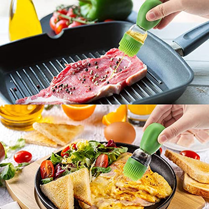 Oil Dispenser Bottle with Silicone Brush, 2 in 1 Glass Olive Oil Bottle Dispenser, Silicone Dropper Measuring Oil Container Dispenser Bottle, Barbecue Brush for Kitchen Cooking BBQ Grill Frying Baking