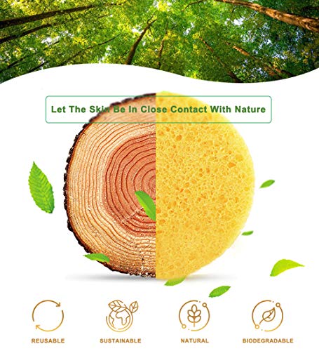 50-Count Compressed Facial Sponges for Daily Cleansing and Gentle Exfoliating, 100% Natural Cellulose Spa Sponge Perfect for Removing Dead Skin, Dirt and Makeup - color: Yellow
