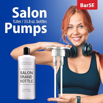 Shampoo/Conditioner Pump for Bottle, 1 L/33.8 oz., 2 Piece White, Replacement Dispenser Pump for Shampoo, Conditioner, Lotion and Soap - color: White