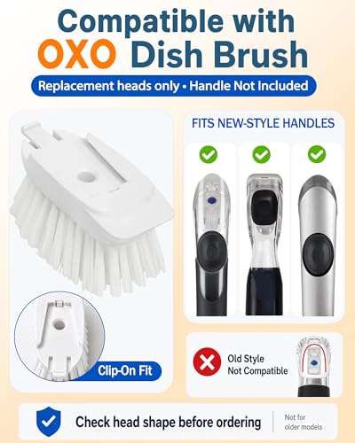 Dish Brush Refill Head for OXO Dish Scrub Brush, 4 Pack Replacement Head Compatible with OXO Soap Dispensing Dish Scrubber - color: 4 Pack, White