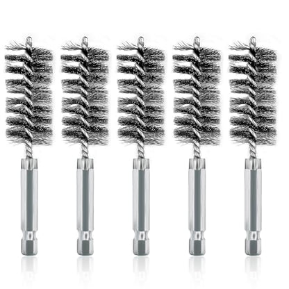 ASNOMY 5Pcs 7/8" Stainless Steel Bore Brush Set, Stainless Steel Bristles, Twisted Knotted, for Power Drill Cleaning - style: 5Pcs 22mm | 7/8" Inch