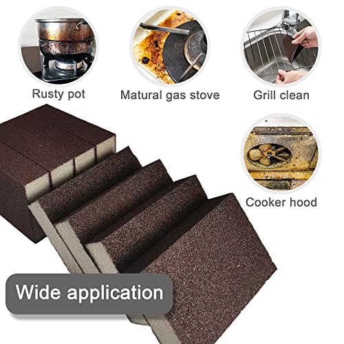 Krisler 8pc Carborundum Sponge Nano Emery Sponges Caspian Stone Pot Clean Brush Rust Eraser Grit Scouring Pads Pot Cleaning Pads with Carborundum Washing Kitchen Cleaner Tool(thickness-1inch) - size: Brown 1 Inch (Pack of 8)