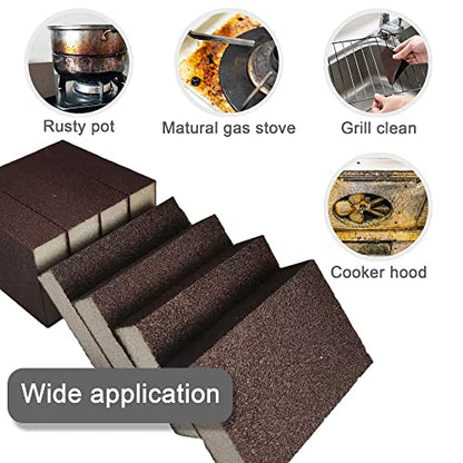 Krisler 8pc Carborundum Sponge Nano Emery Sponges Caspian Stone Pot Clean Brush Rust Eraser Grit Scouring Pads Pot Cleaning Pads with Carborundum Washing Kitchen Cleaner Tool(thickness-1inch) - size: Brown 1 Inch (Pack of 8)