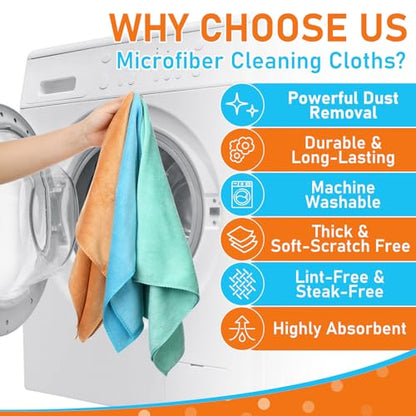 Newwiee 3 Pcs Extra Large Microfiber Cleaning Cloth 30" x 20" Washable Reusable Microfiber Towel Streak Free Lint Free Cloth for Cleaning Home Glass Office Window Bathrooms (Light Green,Blue,Orange) - color: Light Green, Blue, Orange