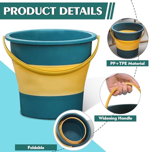 Collapsible Bucket 1.3 Gallon/5L Small Plastic Buckets Household Cleaning Mop Buckets Foldable Water Bucket for Car Wash Fishing Camping Beach (Blue) - color: Blue