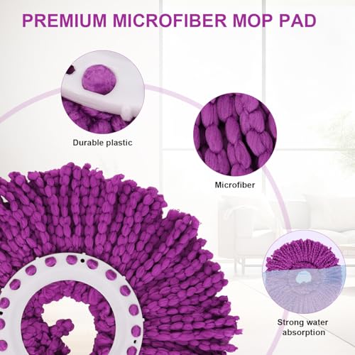 Spin Mop Replacement Heads, 6.3 Inch Microfiber Mop Refills Compatible with Hurricane, Mopnado, Simpli Magic and Other 360° Spin Mop Systems, Round Standard Universal Mop Pads (6 Colors) - color: 6 Colors