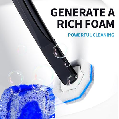 Disposable Toilet Brush with 50 Wand Cleaner Refills Pads，Wall Mounted Toilet Bowl Holder Set，Toilet Cleaning System Starter Kit，Bathroom Cleaning System for Sink Bathtub Wash Basin