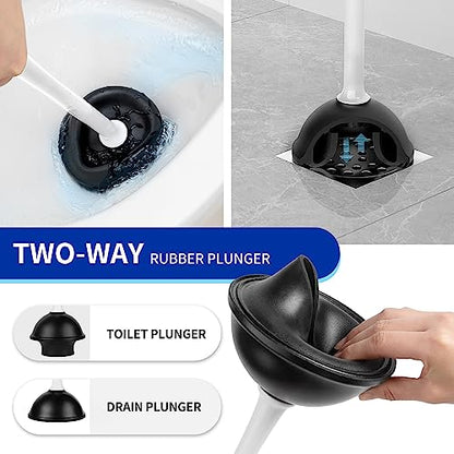 MR.SIGA Toilet Plunger and Bowl Brush with Holder, Heavy Duty Toilet Brush and Plunger Set for Bathroom Cleaning, White, 1 Set - color: White