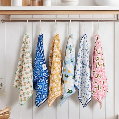 RECYCO Waffle Kitchen Towel Set of 2 - Quick Dry Microfiber Sustainable Dish Towels - Ultra Absorbent Reusable Cleaning Tea Towels - Lightweight Hand Towels,16”x 28”, Daisy Dreams - color: Daisy Dreams
