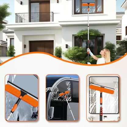 14" Extra-Wide Window Squeegee with Extension Pole, 26FT High Reach Window Cleaning Kit with- 2-in-1 Professional Window Scrubber & 5-20FT Extension Pole, for Indoor & Outdoor High Windows,RVs - size: 14"-20FT