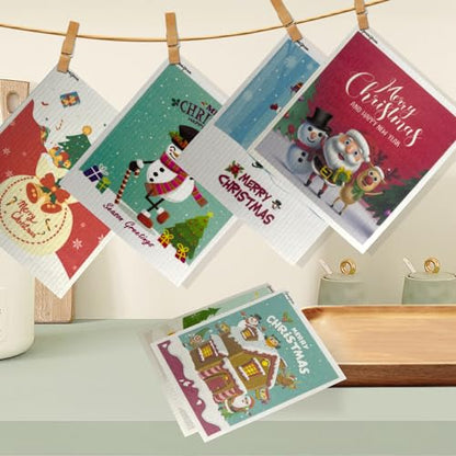 6 - Pack Swedish Kitchen Dish Cloths - Reusable Paper Towels for Counters & Dishes - Eco Friendly Cellulose Sponge Cloth (Xmas) - color: Q-xmas