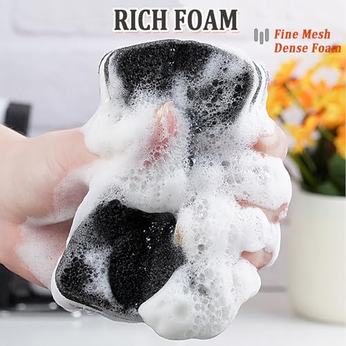 Taeku Natural Kitchen Sponge, 6 Pack Heavy Duty Scrub Cellulose Sponge Premium Multifunction Eco Friendly Cleaning Sponges for Dishes (Black) - color: Black