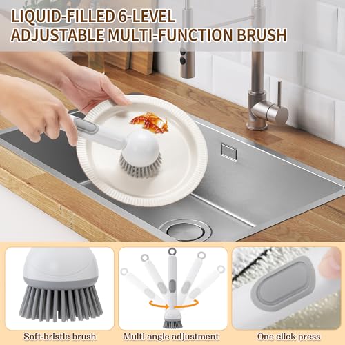 Peitushengjin Bottle Brush Cleaning Set, 12.2-inch Long-Handled Bottle Brush, Nylon Straw Brush, Cup Lid Cleaning Brush (Includes 1 Suction Cup Hook for Storing the Brushes) - color: 1 Black Brush, 1 Yellow Brush, 7 White Brushes 1 White Suction Cup Hook