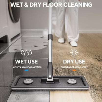 Compact Floor Mop and Bucket - Flat Mop and Bucket with Wringer Set Hands Free | Wet Dry Mop for Apartment, Tiny Home, RV, Windows, Wall (Compact Mop Bucket System Set (4 Pads))