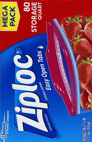 Ziploc Quart Food Storage Bags, Stay Open Design with Stand-Up Bottom, Easy to Fill, 80 Count (Pack of 9) - size: 80 Count (Pack of 9)