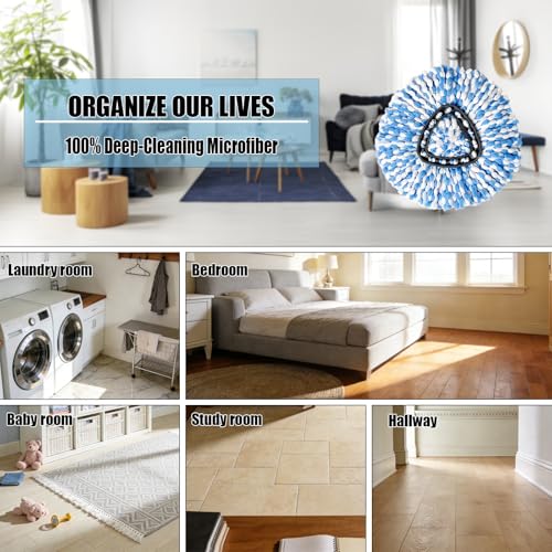 6PCS Spin Mop Replacement Heads,with Only Fit for RinseClean 2-Tank System,Machine Washable & Easy to Replace.Including 4 Spin mop Replacement Heads, 1 Brush Head and 1 Base - size: 4+1+1PCS