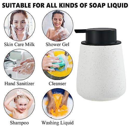 12Oz Ceramic Liquid Soap Dispenser - Modern Lotion Hand Soap Dispenser with Easy-to-Press Black Pump, Reusable and Refillable Dish Soap Dispensers for Bathroom & Kitchen, Speckled Matte White - color: Speckled White, style: Liquid Pump