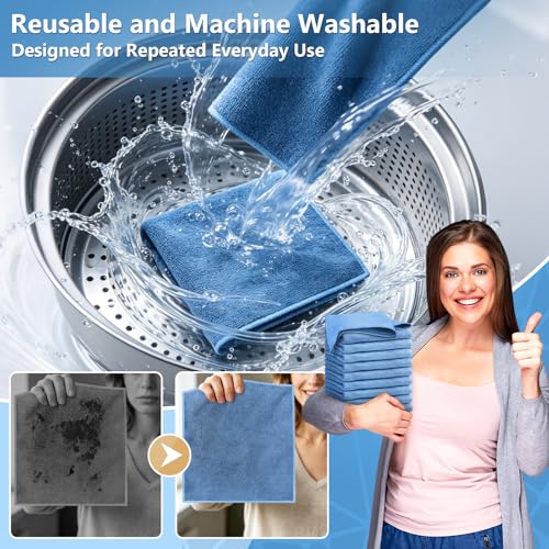Kitchen Dish Cloths, 12 Pack, 10 x 10 Inches, Super Absorbent Microfiber Dish Towels, Soft Fast Drying Reusable Dish Rags for Washing Dishes, Countertops and Sink, Light Blue - color: Light Blue