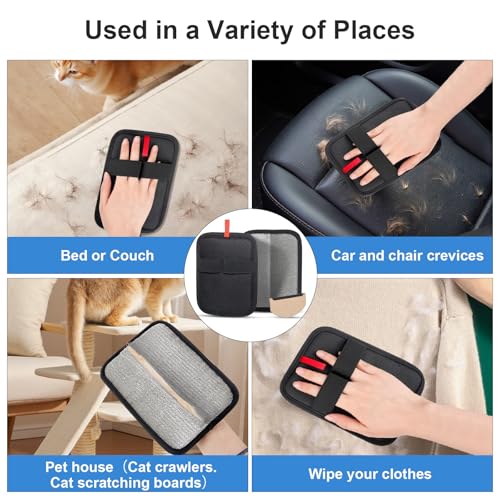 2 Pcs Static Pet Hair Remover and Scraper : Electrostatic Pet Hair Removal Gloves, Reusable Cat Dog Hair Remover Tool, Pet Hair Remover for Furniture, Carpet, Clothes, Car Seat