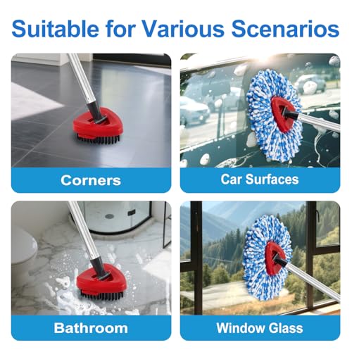 Mop Replacement Heads for O Cedar RinseClean 2 Tank System,2 Microfiber Mop Head Refills,1 Scrubber mophead and 1 Mops Base Combo Set for O-Cedar 2 Tank,MOp Replace Heads for Wet/Dry Floor Cleaning - size: for Ocedar 2 Tank
