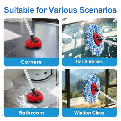 Mop Replacement Heads for O Cedar RinseClean 2 Tank System,2 Microfiber Mop Head Refills,1 Scrubber mophead and 1 Mops Base Combo Set for O-Cedar 2 Tank,MOp Replace Heads for Wet/Dry Floor Cleaning - size: for Ocedar 2 Tank
