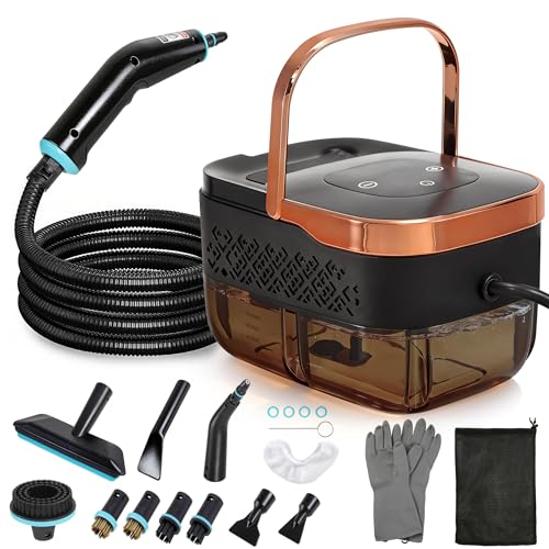 BEAMNOVA Handheld Steam Cleaner, Car Steamer for Auto Detailing, High-Pressure Multi-Purpose Steam Cleaning Machine, 42 oz, for Car Interior, Kitchen, Bathroom, Grout & Tile, Floors, Rose Gold - color: Black & Rose Gold