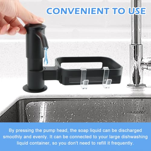 Sink Soap Dispenser with Storage Basket, 39" Hose, 360° Rotating Sponge Holder - color: Black