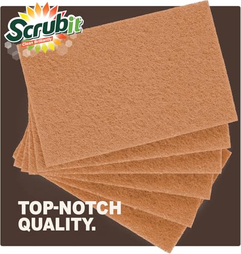 SCRUBIT 50 Pack Natural Scouring Pads - Heavy Duty Scrubbing Pads for Dishes - Non-Scratch - Reusable - Natural, Eco-Friendly, Biodegradable Sisal Brown Sponges for Dishes, Compostable - color: Natural Brown