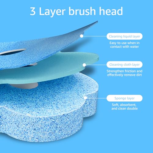 24pcs Toilet Brush Refills Replacement Sponge Heads for Toilet Bowl Cleaner Wand Hygienic Scrubbing Pads Deep Cleaning No Handle - color: 24 Brush Heads