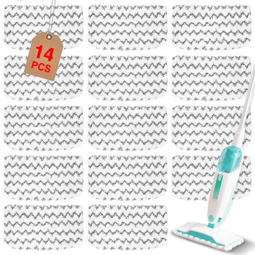 14 Pack Steam Mop Replacement Pads Compatible with Shark Steam Mops S1000/S1000A/S1000C/S1000WM/S1001C, Floor Steamer Pads Washable, Reusable Microfiber Cleaner Pads - size: 14 Pack