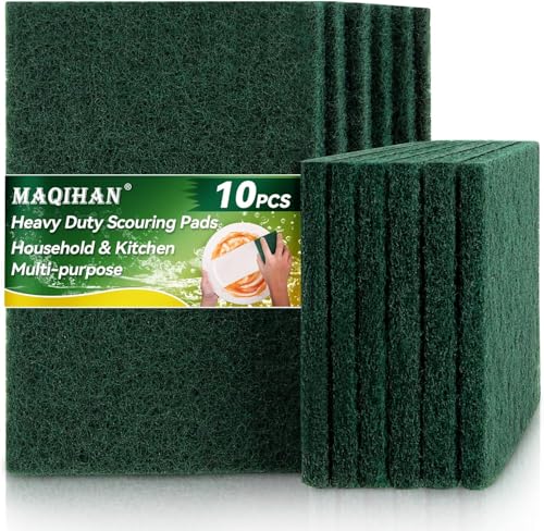 Heavy Duty Scouring Pad 10PCS, for Kitchen Bathroom Household Cleaning Dish Scrubber Scrub Sponges, for Oven Barbecue Grill Bathtub - size: 10Pack